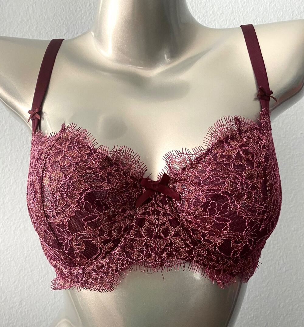 Victoria's Secret Nwt Dream Angels Ruby Wine Shimmer Unlined Uplift Bra